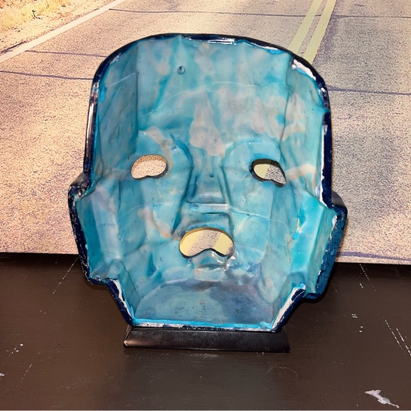 Mayan Aztec Death Mask Burial Mother of Pearl Sculpture 7” Tribal Mosaic Abalone - Picture 3 of 5